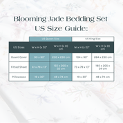 Size Guide for the Blooming Jade Bedding Set