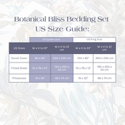 Size Guide for the Botanical Bliss Bedding Set