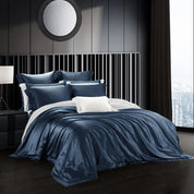 Blue Passionflower Mulberry Silk Duvet Set - angle