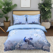 Blue Chinoiserie Bedding in a Modern Room