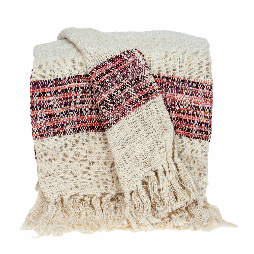 Blush Dunes Handwoven Boho Throw Blanket
