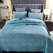 Boho Waves Quilted Velvet Coverlet Set - front