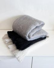 Folded tri-tone mohair blanket