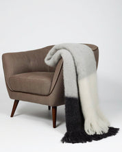 Tri-tone Mohair Blanket Draped over a Chair