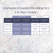 Size Guide for the Enchanted Garden Bedding Set