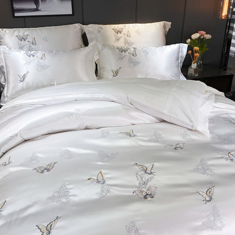Elysian Butterfly Satin Bedding Set - close view