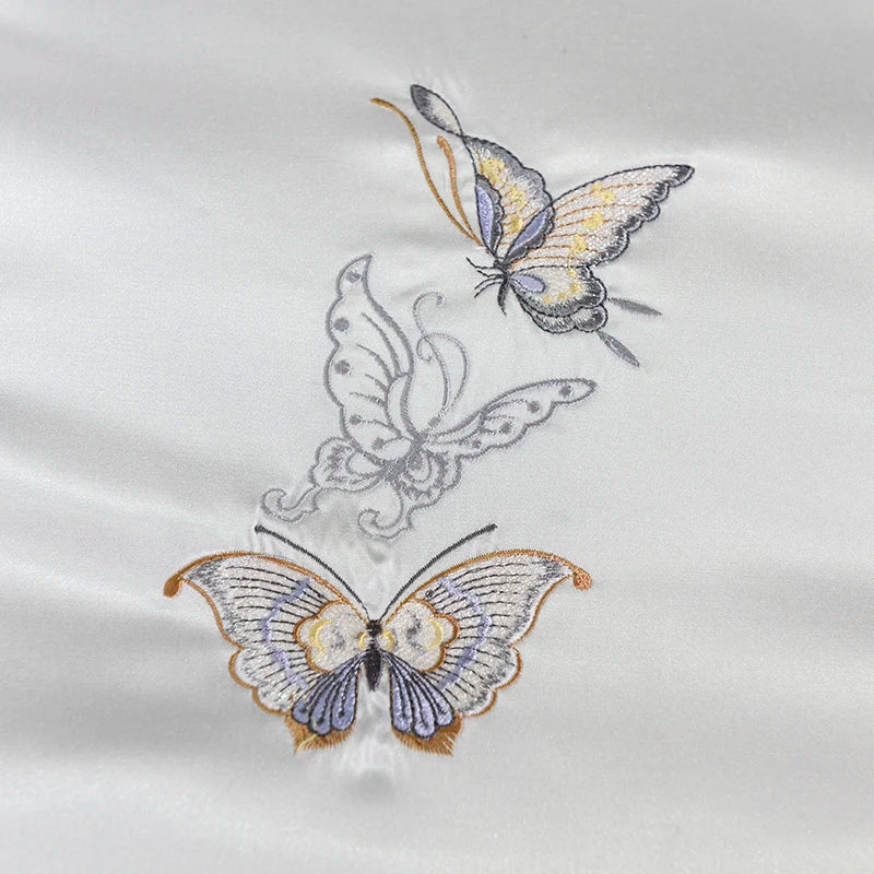 Elysian Butterfly Satin Bedding Set embroidery