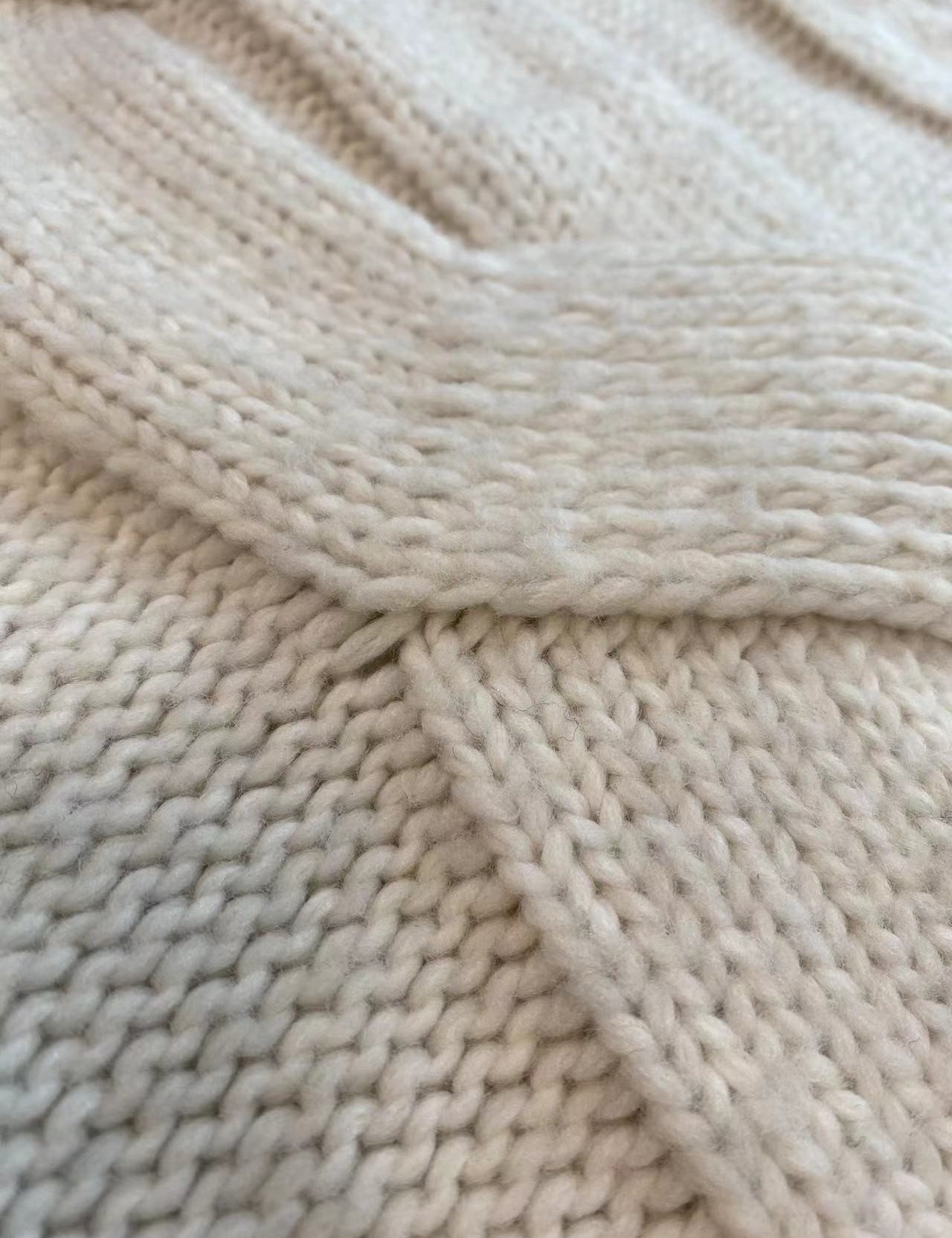 Faux Cashmere Cable Knit Blanket, Close Up