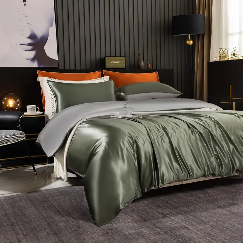 Forest Frost Mulberry Silk Bedding Set - angle