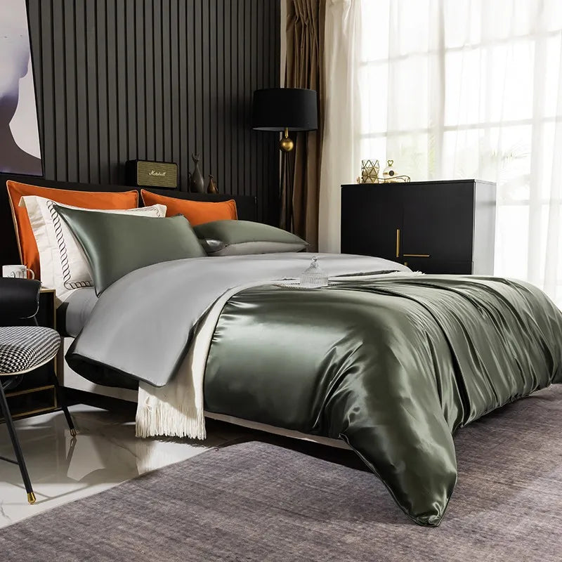 Forest Frost Mulberry Silk Bedding Set side view