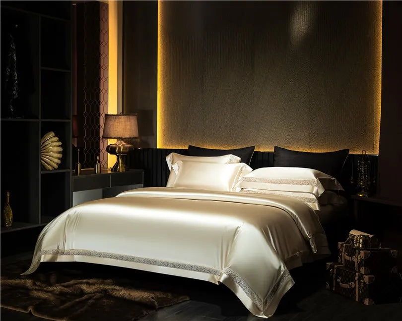 Gilded Gold Satin Bedding Set - angle view