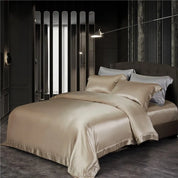 Golden Daylily Mulberry Silk Duvet Set - angle view