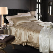 Golden Daylily Mulberry Silk Duvet Set - side view
