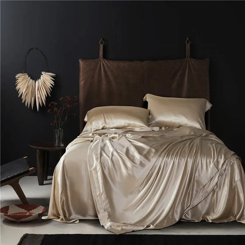 Golden Daylily Mulberry Silk Duvet Set - front view