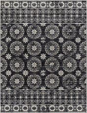 Kahraman Black & White Floral Washable Area Rug