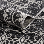 Kahraman Black & White Floral Washable Area Rug