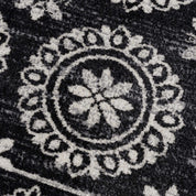 Kahraman Black & White Floral Washable Area Rug