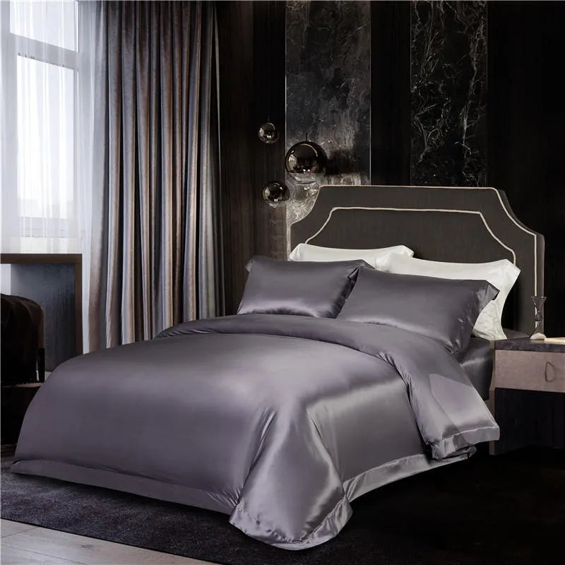 Lavender Mist Mulberry Silk Duvet Set - angle