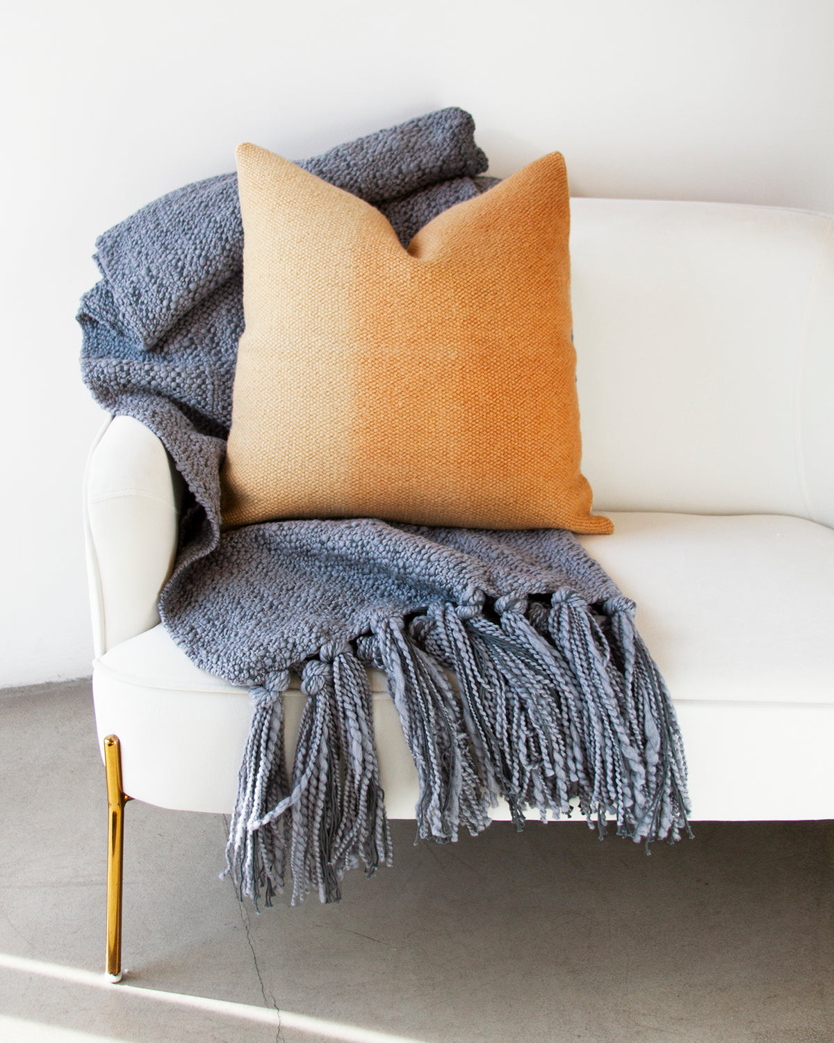 Mar Merino & Cotton Blanket on Couch