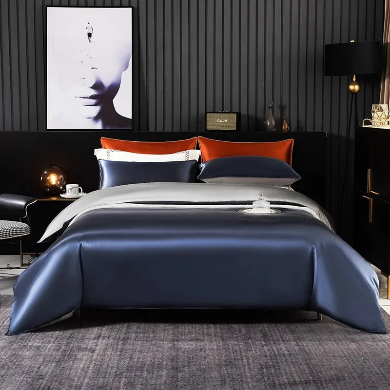 Midnight Gleam Mulberry Silk Bedding Set - front