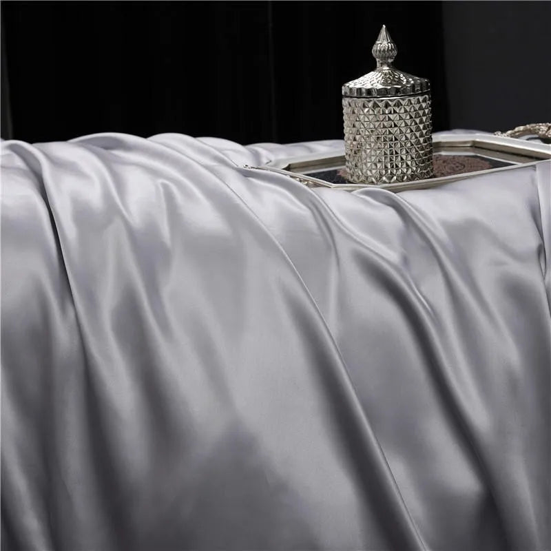 Moonlit Garden Mulberry Silk Duvet Set fabric