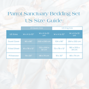 Size Guide for the Parrot Sanctuary Bedding Set