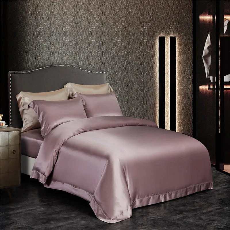 Peony Petal Mulberry Silk Duvet Set angle view