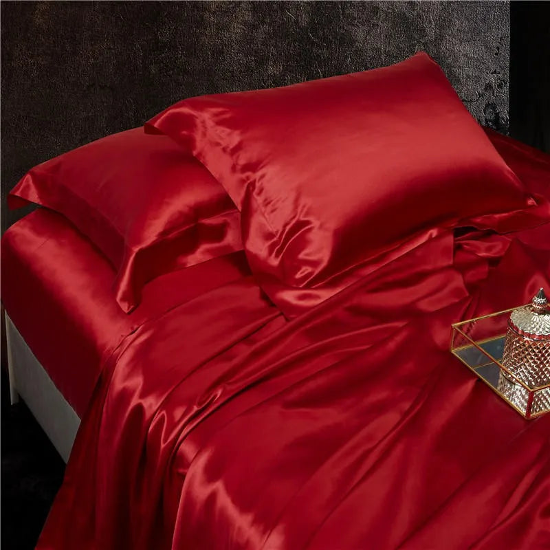 Poppy Bloom Mulberry Silk Duvet Set close view