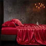 Poppy Bloom Mulberry Silk Duvet Set side view