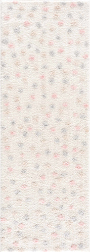 Cansu Pink & Cream Dotted Area Rug
