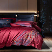 Royal Garnet Oasis Egyptian Cotton Bedding - Close