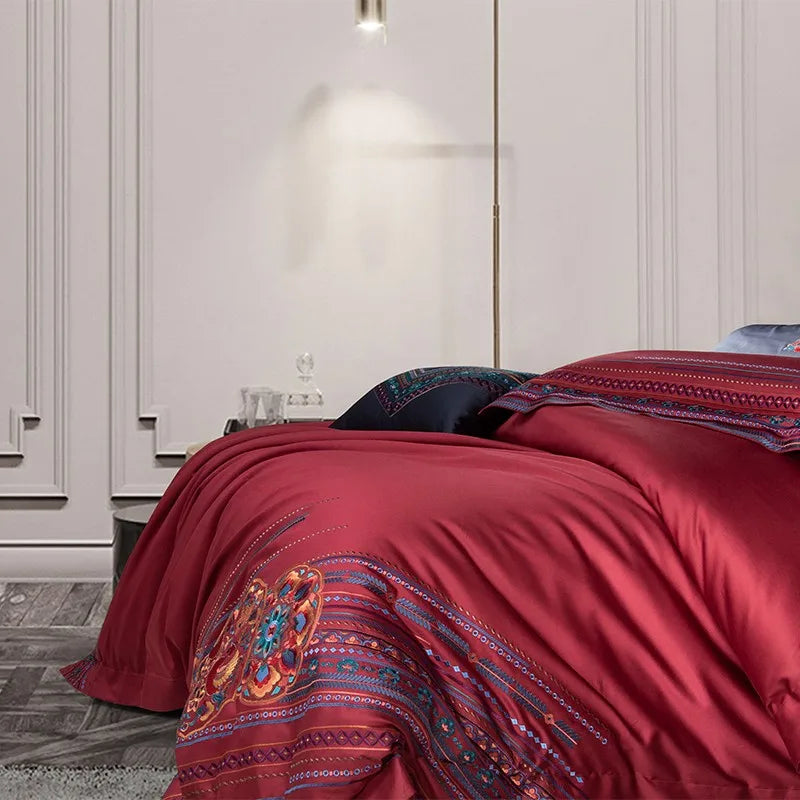 Royal Garnet Oasis Egyptian Cotton Bedding - Side