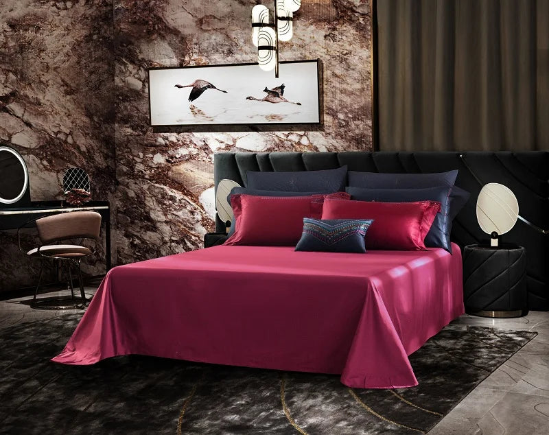 Royal Garnet Oasis Egyptian Cotton Bedding - Flat Sheet