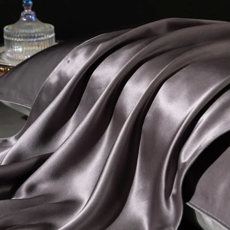Shadow Frost Mulberry Silk Bedding Set fabric