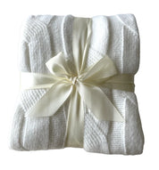 Faux Cashmere Cable Knit Blanket, Snow