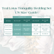 Size Guide for the Teal Lotus Tranquility Set