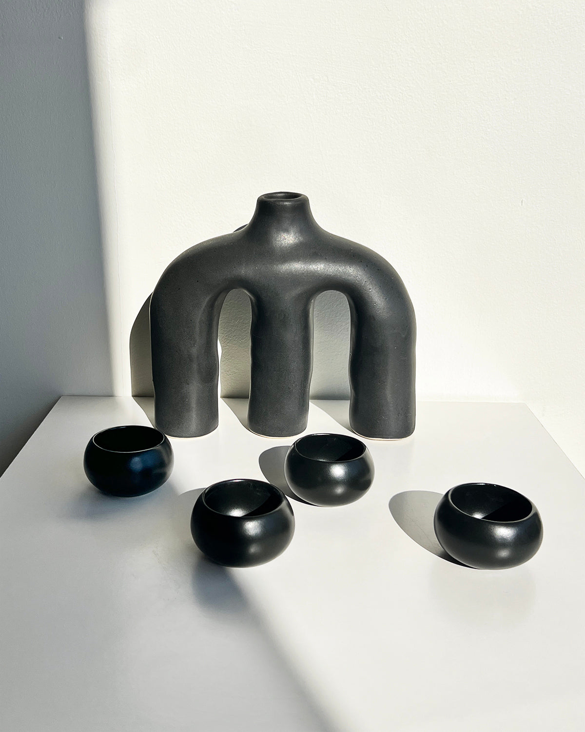 Anatomy Vase with mini black bowls