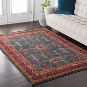 Cleveland Colorful Traditional Area Rug - Teal, Aqua, Navy