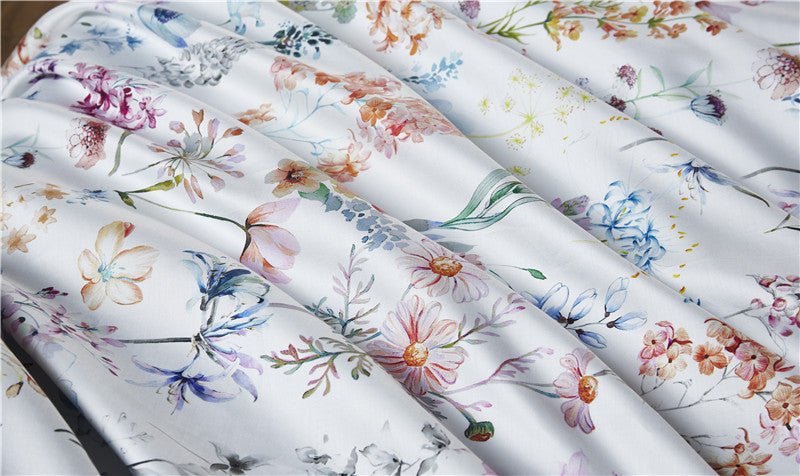 Close up of fabric from the Blooming Jade Bedding Set