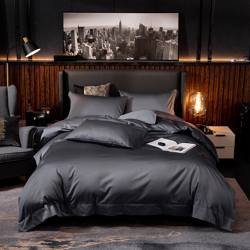 Grand Gray Bedding Set on a bed - front view