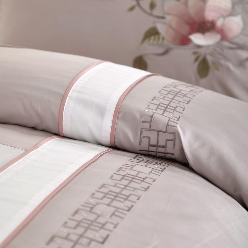 Close up of detail and embroidery - Cherry Blossom Bedding Set
