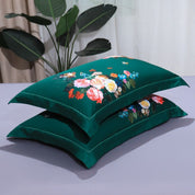 Deep Green Flowers Bedding Set - Castle Home