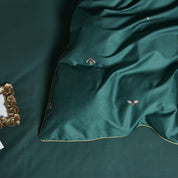 Close up of fabric from the Emerald Honey Bee Bedding Set