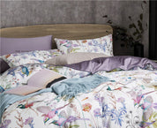 Hummingbird Serenity Bedding Set on a bed - close view