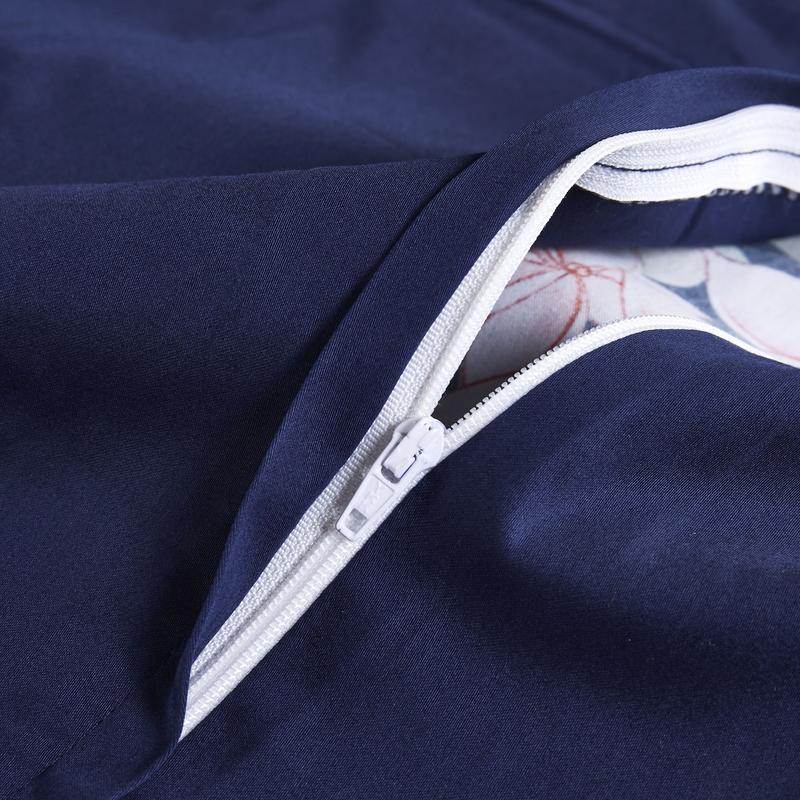Zipper closure for duvet cover from Navy Flamingo Bedding Set
