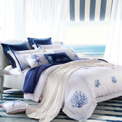 Beach Coastal Bedding Set on a bed - angle view