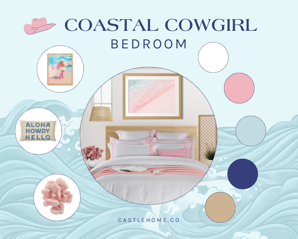 Decorating a Bedroom in the Pink and Blue Cowgirl Coastal Aesthetic