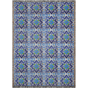 Blue And White Floral Tiles Woven Blanket For Hispanic Home Decor. Christmas Gift For Hispanic Family Or Hispanic Friends.