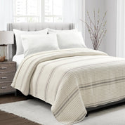 Farmhouse Stripe Kantha Pick Stitch Yarn Dyed Cotton Woven Blanket/Quilt/Coverlet