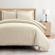 Hampton Double Flange Embroidered Contrast Edge Duvet Cover Set